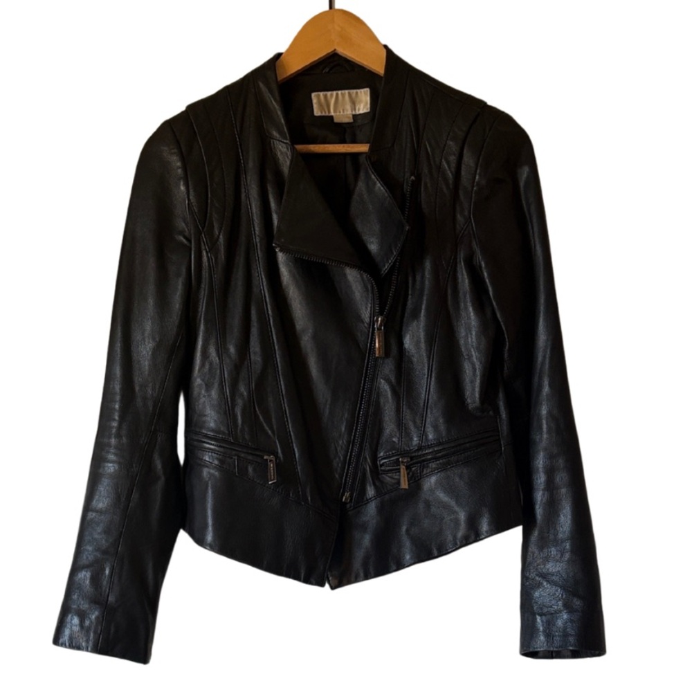 Michael Kors Leather Moto Jacket Black Women’s Size S